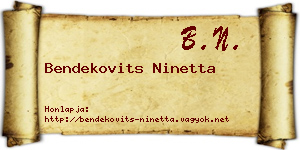 Bendekovits Ninetta névjegykártya